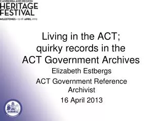 Living in the ACT; quirky records in the ACT Government Archives