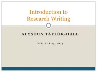 Introduction to Research Writing