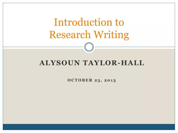introduction to research writing