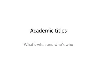Academic titles