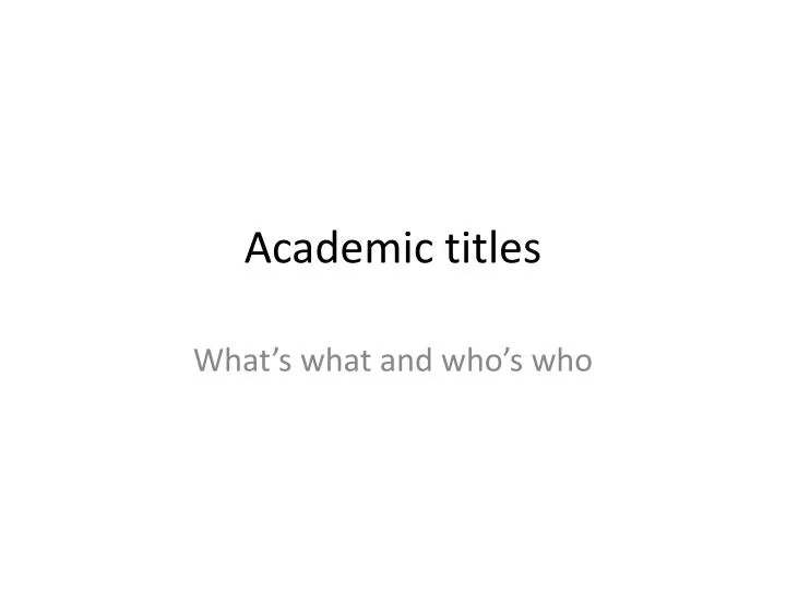academic titles