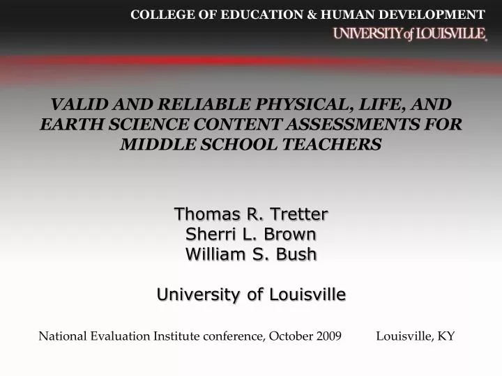 valid and reliable physical life and earth science content assessments for middle school teachers