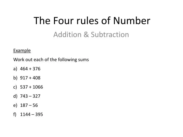 the four rules of number