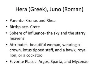 Hera (Greek), Juno (Roman)