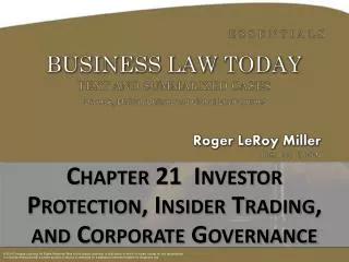 Chapter 21 Investor Protection, Insider Trading, and Corporate Governance