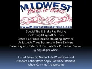 Special Tire &amp; Brake Pad Pricing Goldwing GL1500 &amp; GL1800
