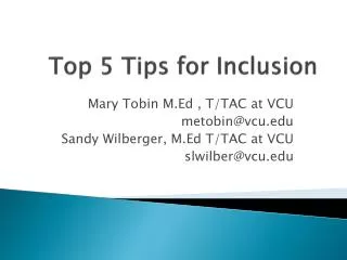 Top 5 Tips for Inclusion