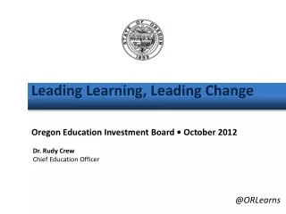Leading Learning, Leading Change