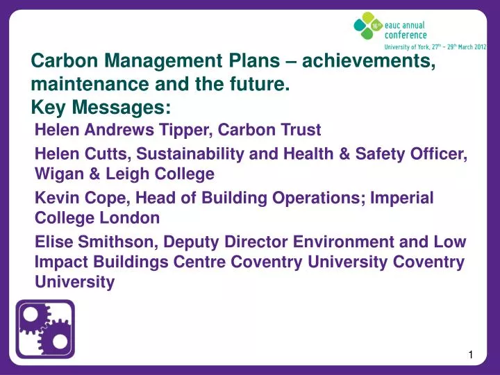 carbon management plans achievements maintenance and the future key messages