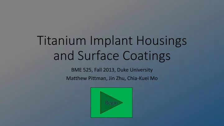 titanium implant housings and surface coatings