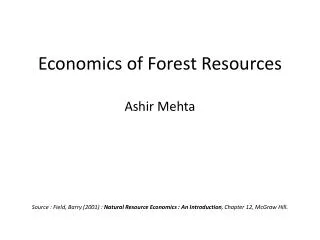 Economics of Forest Resources