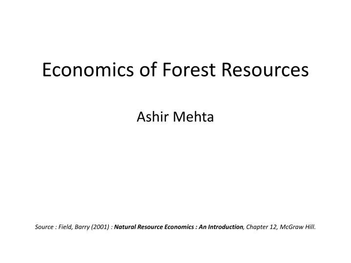 economics of forest resources