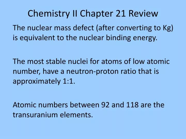 chemistry ii chapter 21 review