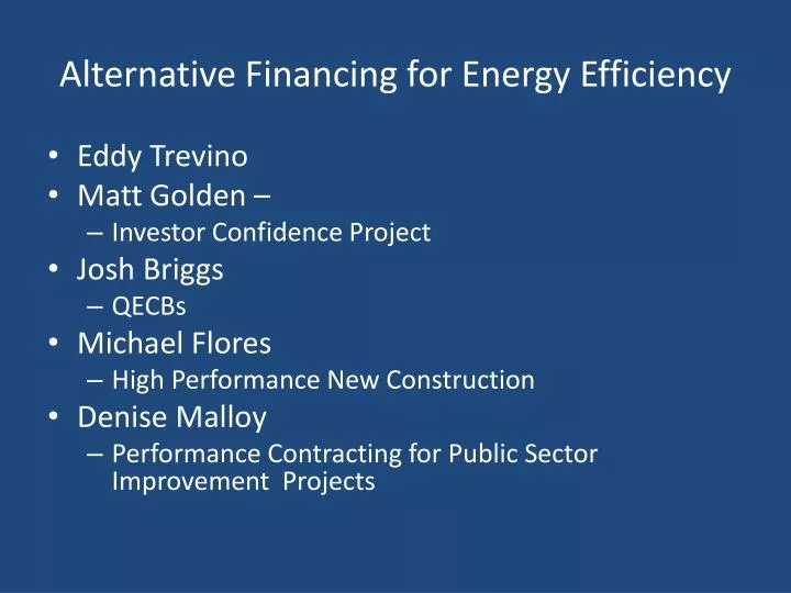 alternative financing for energy efficiency
