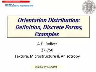 Orientation Distribution: Definition, Discrete Forms, Examples