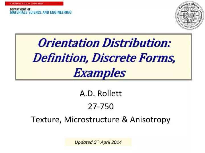 orientation distribution definition discrete forms examples