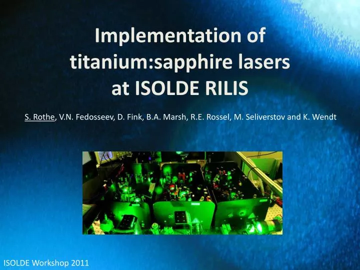implementation of titanium sapphire lasers at isolde rilis