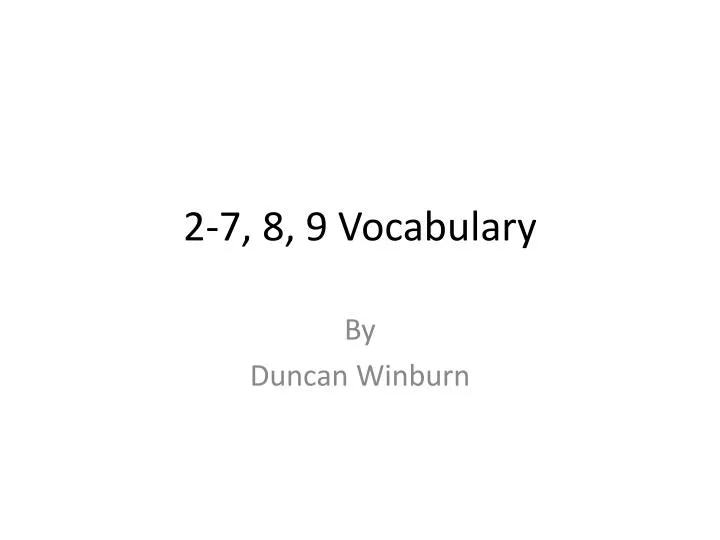 2 7 8 9 vocabulary