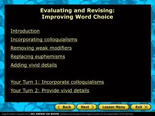 Evaluating and Revising: Improving Word Choice