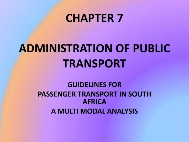 chapter 7 administration of public transport