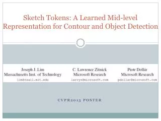 Sketch Tokens: A Learned Mid-level Representation for Contour and Object Detection