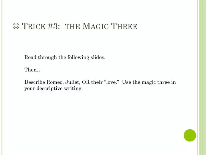 trick 3 the magic three
