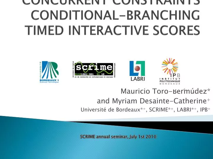 concurrent constraints conditional branching timed interactive scores