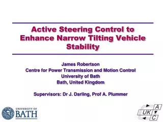 Active Steering Control to Enhance Narrow Tilting Vehicle Stability