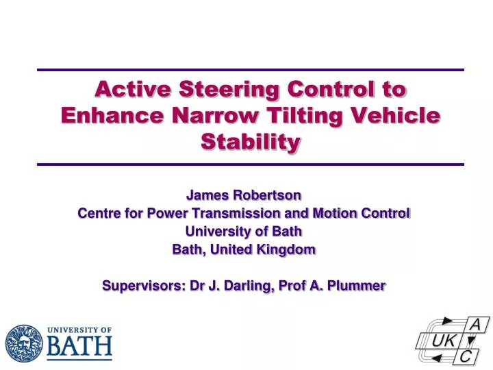 active steering control to enhance narrow tilting vehicle stability