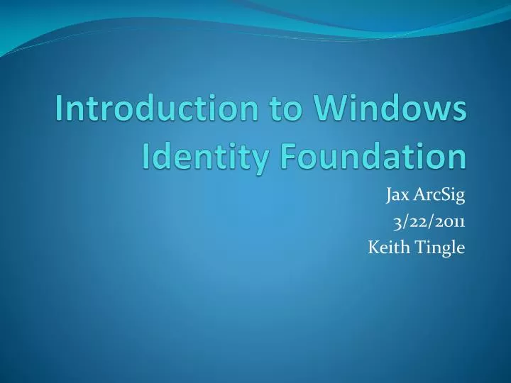 introduction to windows identity foundation