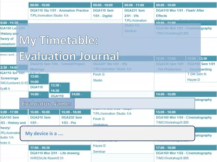 my timetable evaluation journal