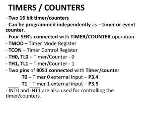 TIMERS / COUNTERS