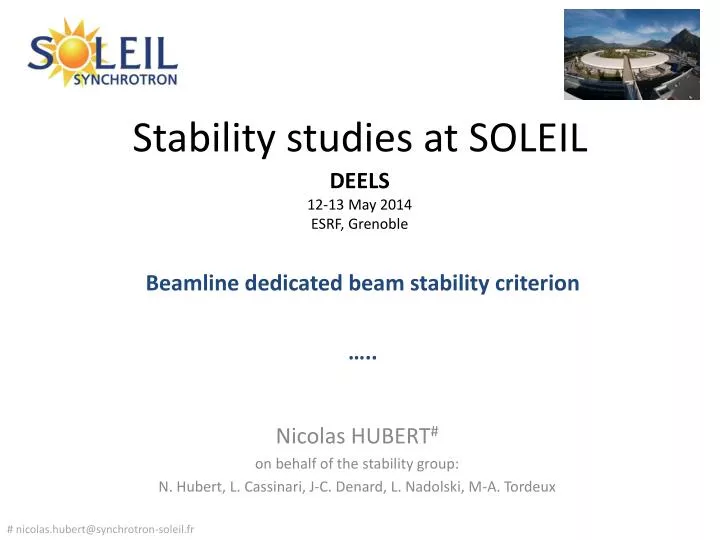 stability studies at soleil