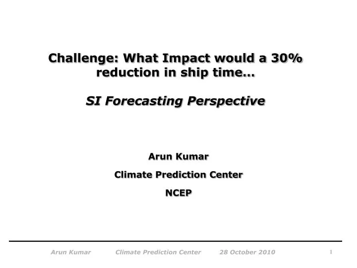 challenge what impact would a 30 reduction in ship time si forecasting perspective