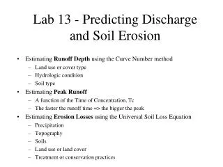 Lab 13 - Predicting Discharge and Soil Erosion