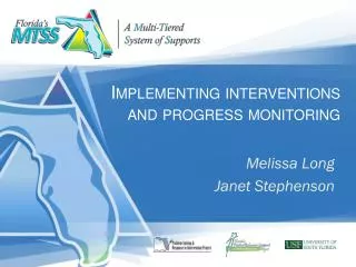 Implementing interventions and progress monitoring