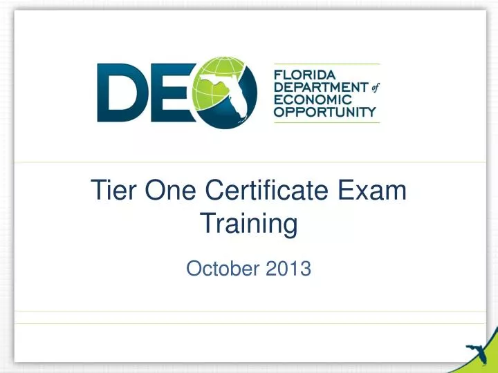tier one certificate exam training