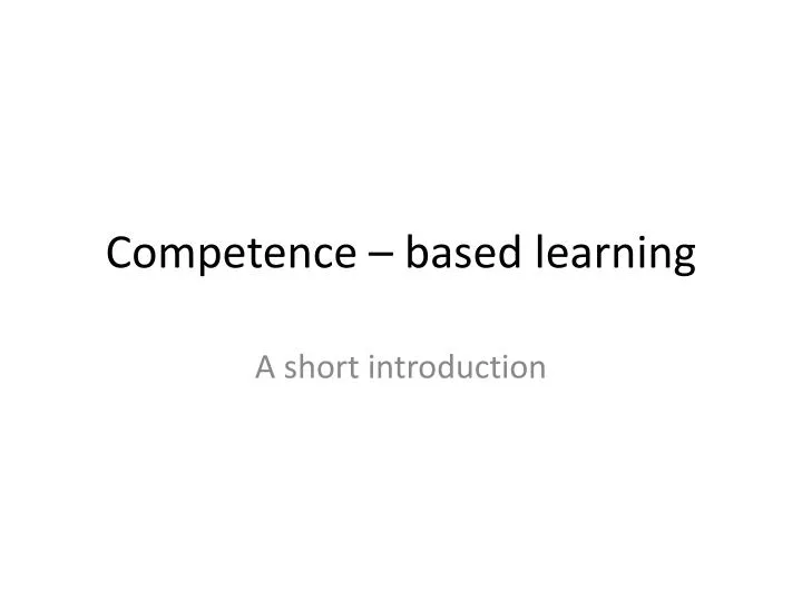 competence based learning