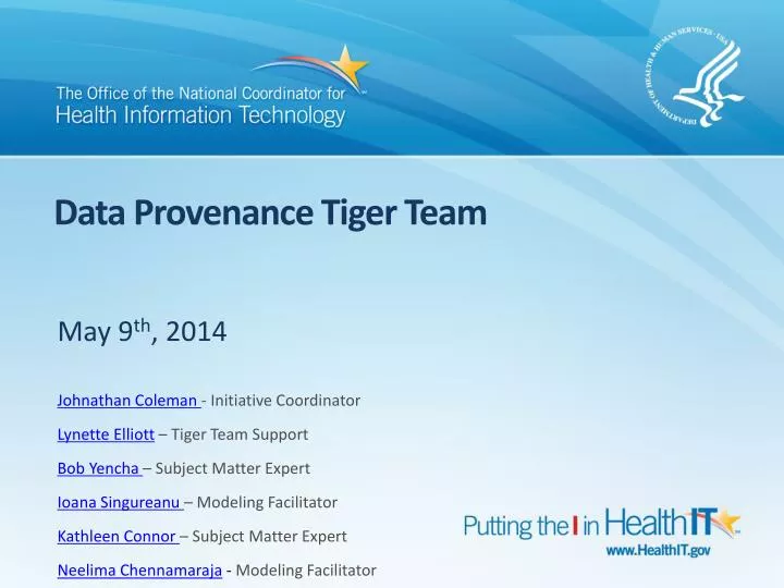 data provenance tiger team