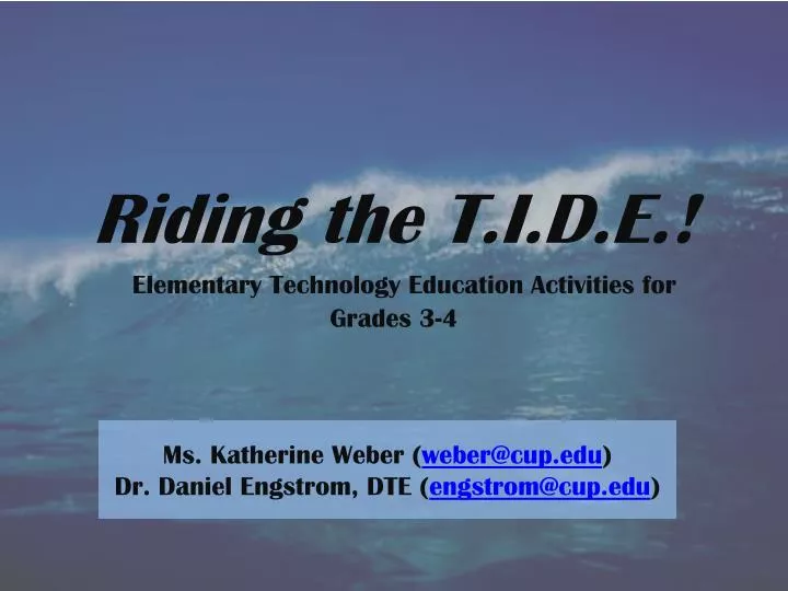riding the t i d e elementary technology education activities for grades 3 4