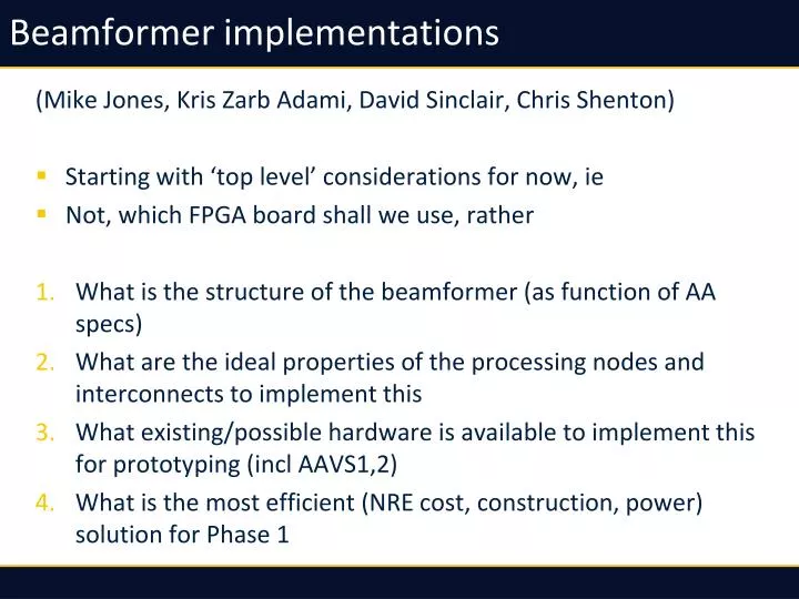 beamformer implementations
