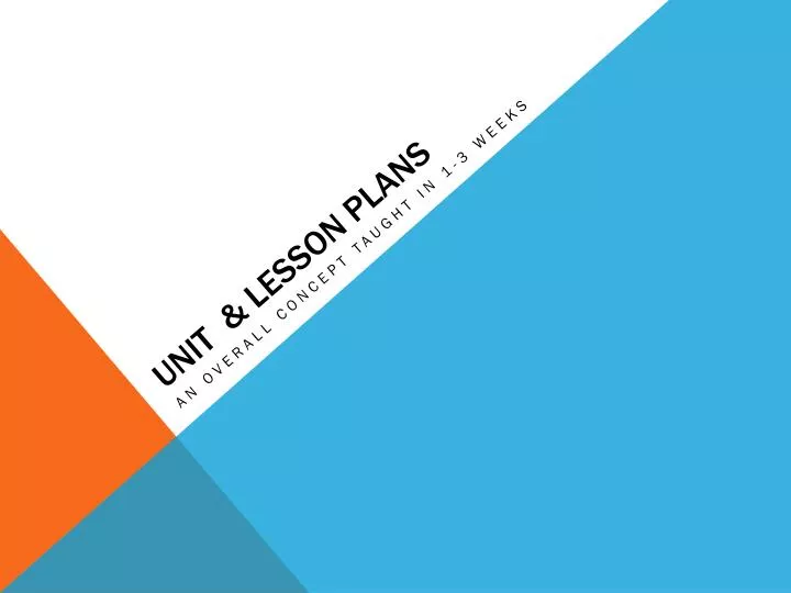 unit lesson plans