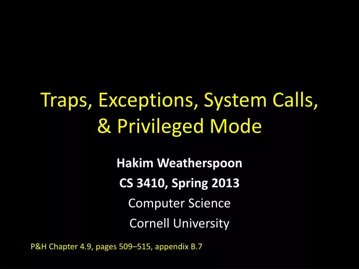 traps exceptions system calls privileged mode