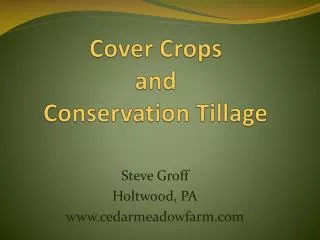 Cover Crops and Conservation Tillage