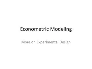 Econometric Modeling