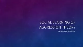 Social learning of aggression Theory