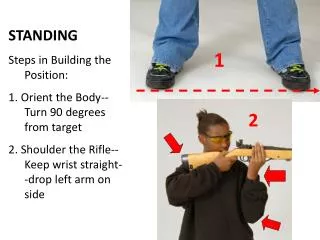 STANDING Steps in Building the Position: 1. Orient the Body--Turn 90 degrees from target
