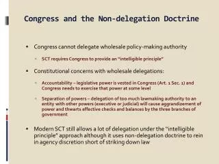 Congress and the Non-delegation Doctrine