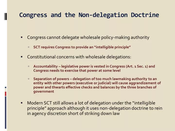congress and the non delegation doctrine