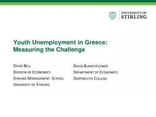 Youth Unemployment in Greece: Measuring the Challenge
